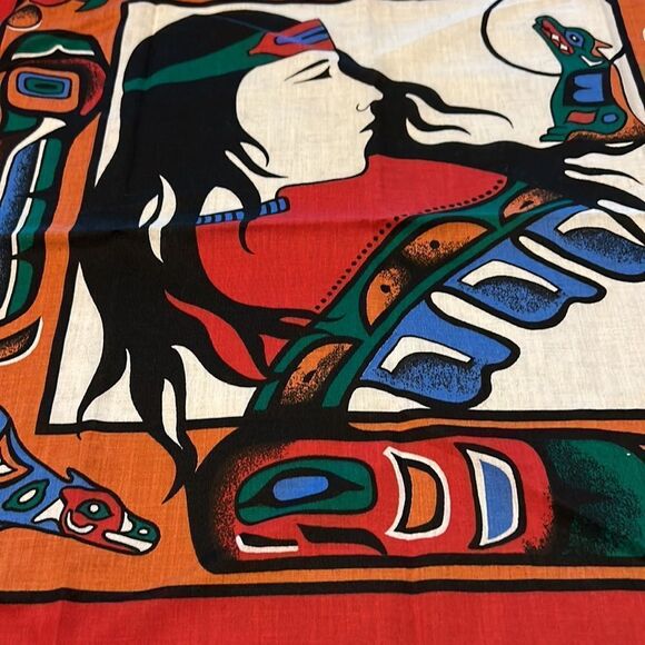 Vintage Inuit Girl Wolf Bandana - Picture 2 of 4